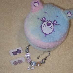 Care Bears Pastel color jewelry set and mini Care Bears Jewelry box